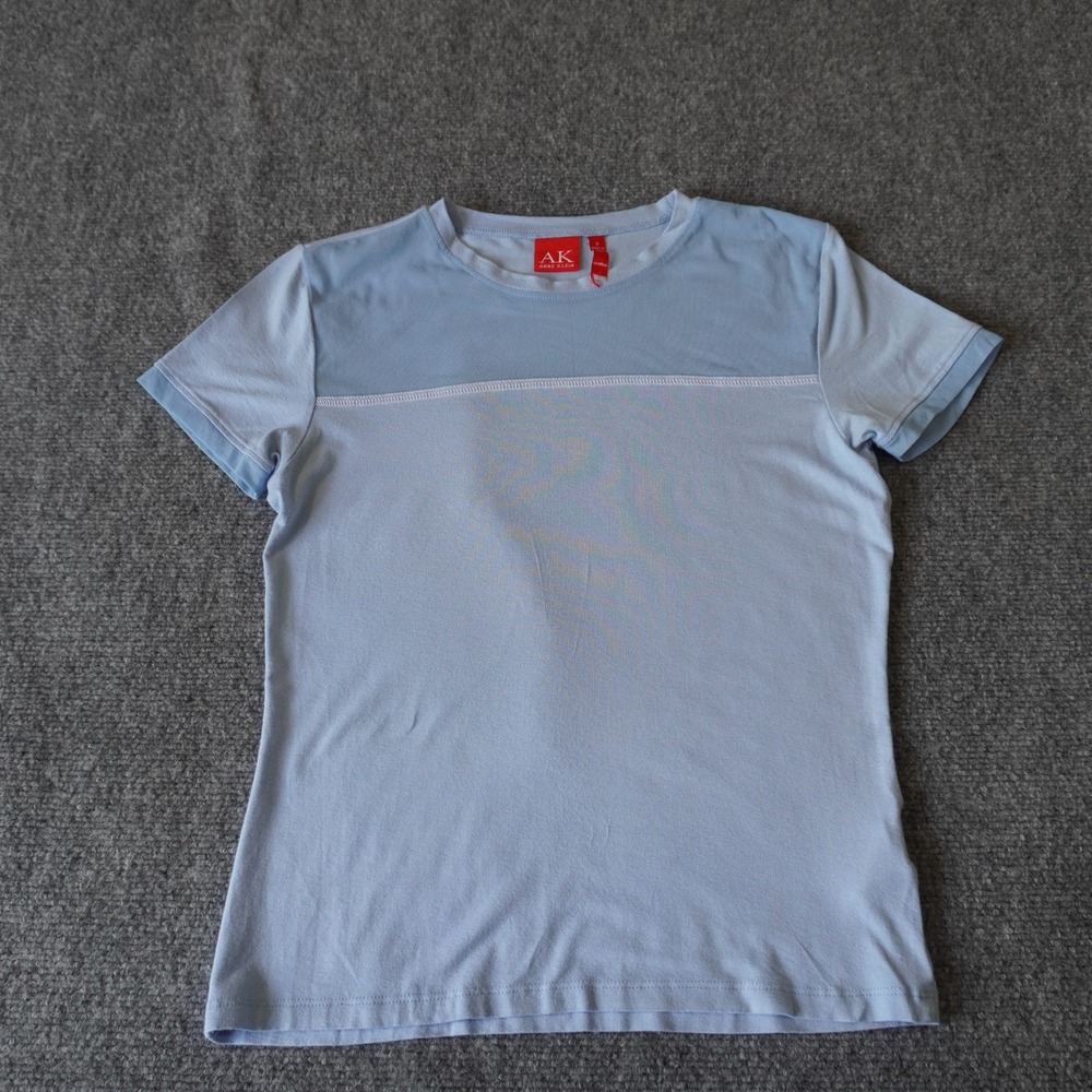 AK Anne Klein Women's Blue‎ Short Sleeve T-Shirt Casual Top